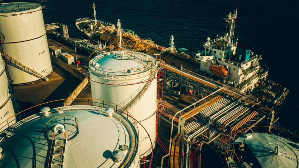 vessel arriving at a tank storage terminal