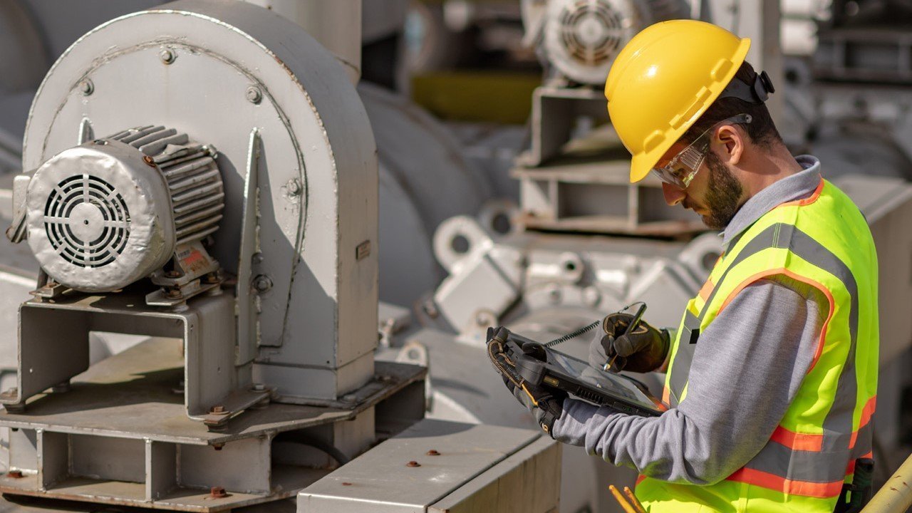 oil and gas operator performing inspections on a rugged tabled with digital smart data capture solution smartflow