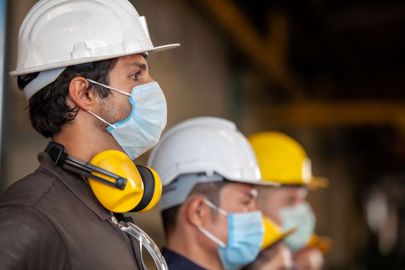 frontline operators wearing masks against covid-19 