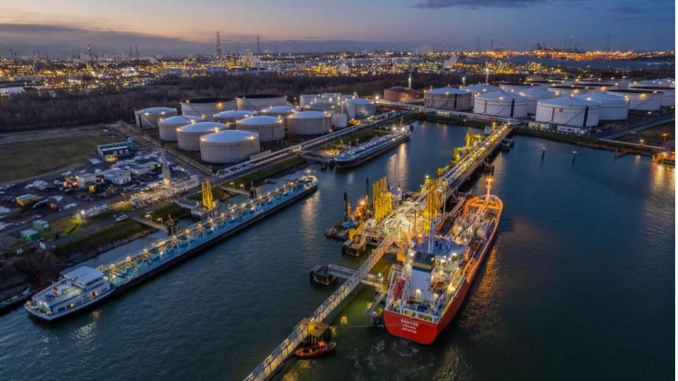 vesta terminals seen from above at night 