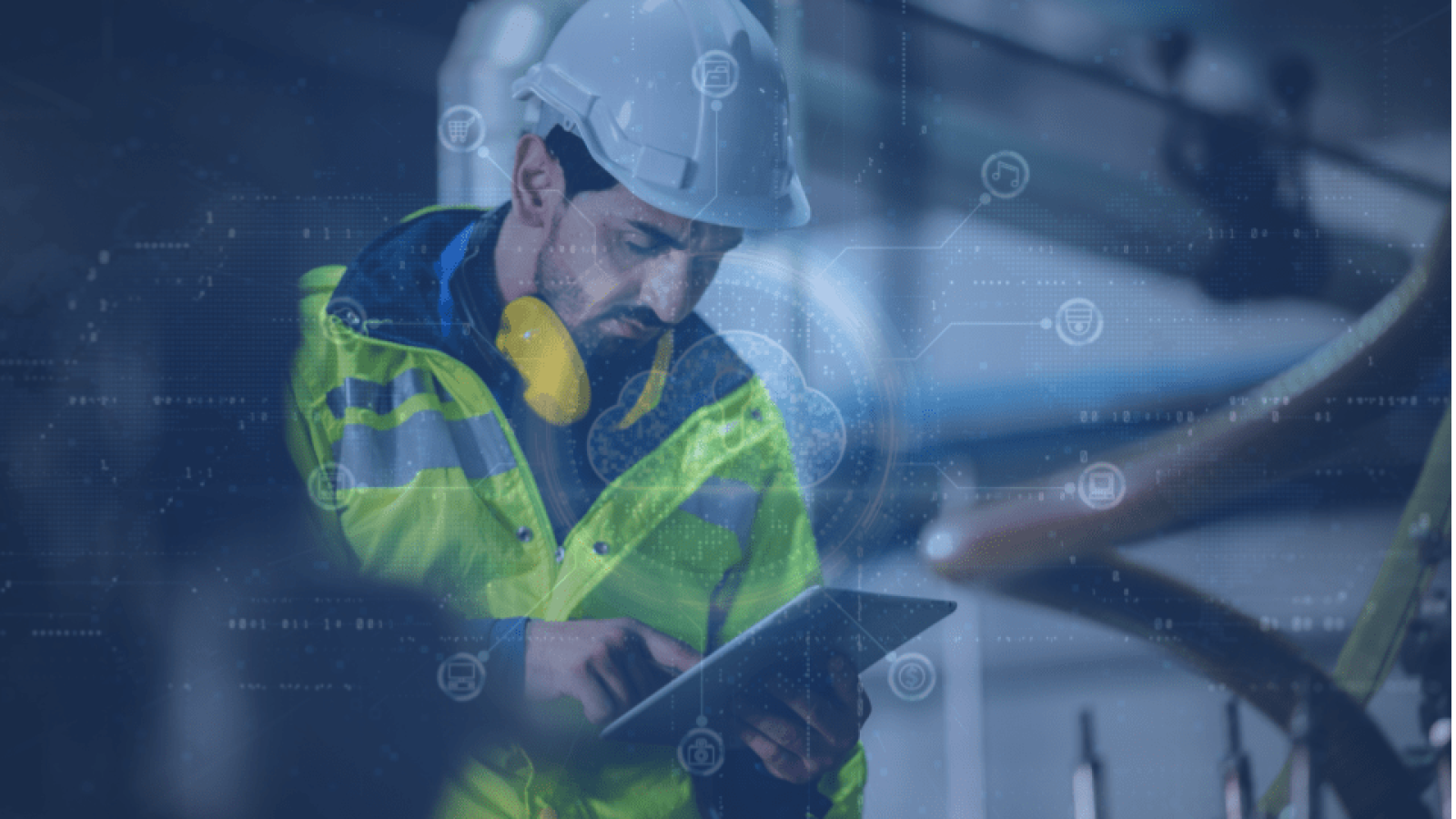 inspector on the field using a tablet and the smarflow app to perform digital inspections