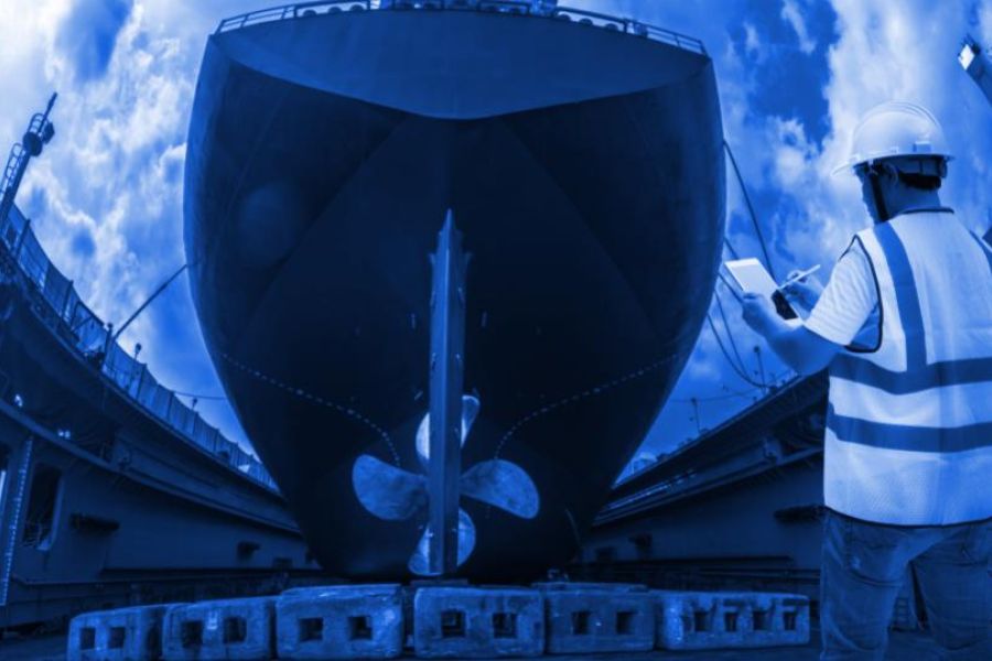 maritime ship crew performing ship inspections on ship