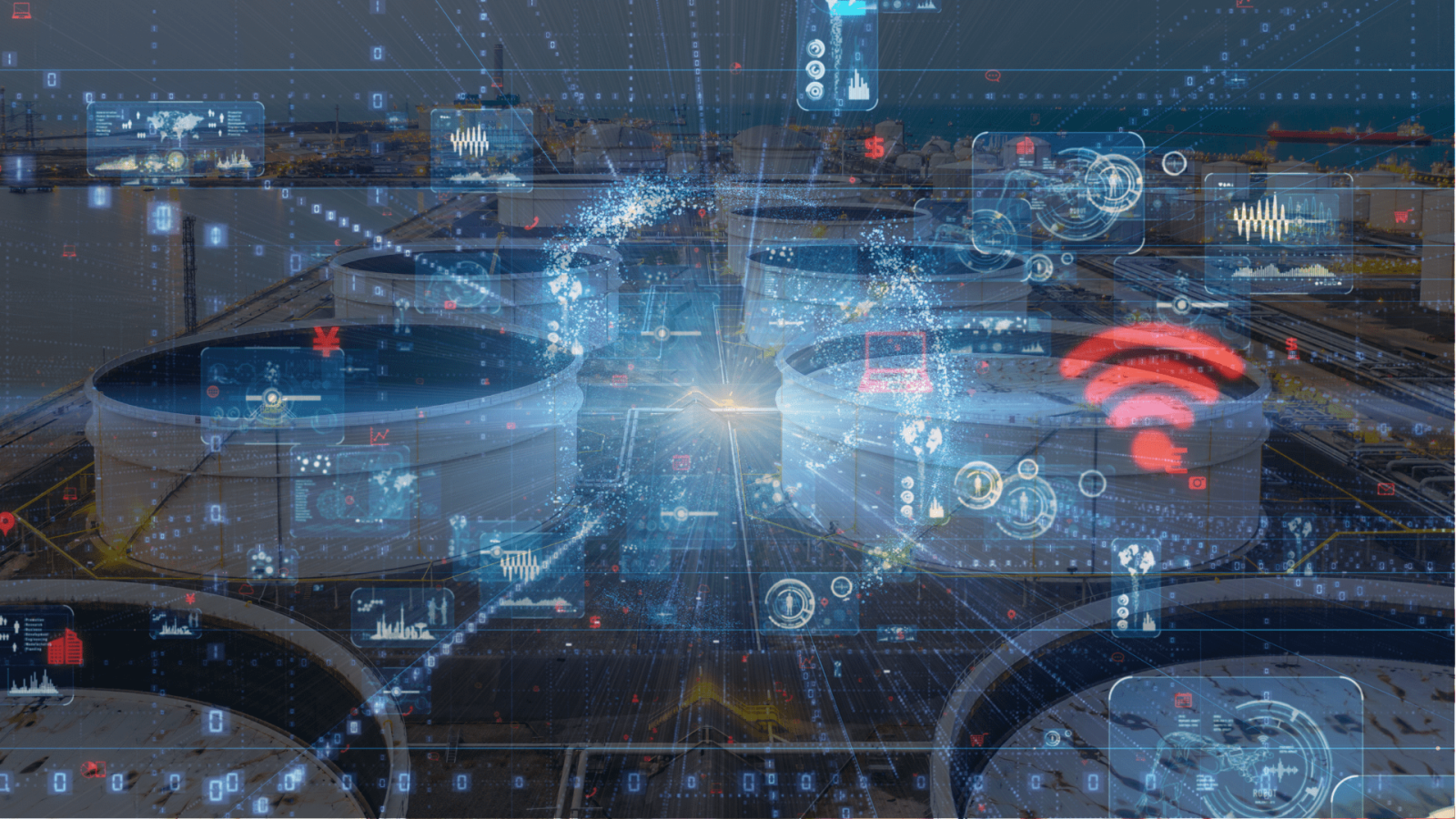 tank storage energy terminal in the background and a digital filter 